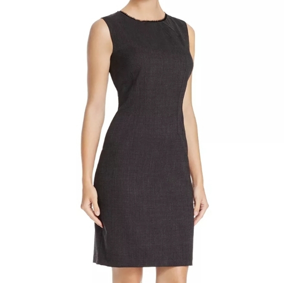 Elie Tahari Emory Wool Sheath Dress Grayed Navy Size 4 - Picture 3 of 15